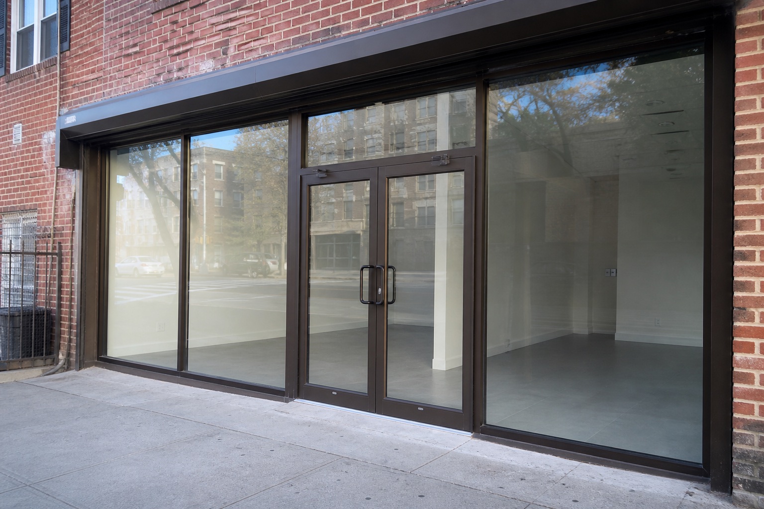 Aluminum and glass commercial storefront