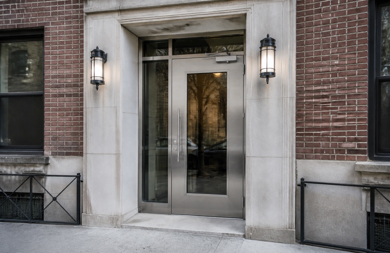 Custom stainless steel and glass entrance door